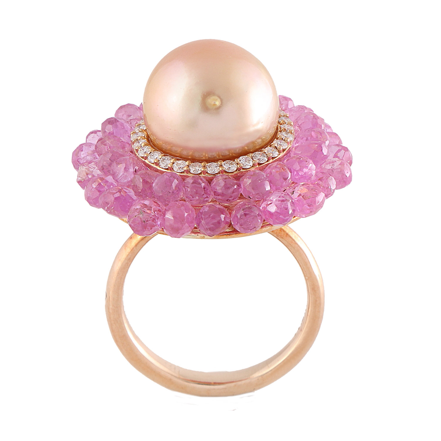 Pink Freshwater Cultured Pearl & Natural Pink Sapphire Ring 1/8 ct tw  Diamonds 14K Rose Gold | Jared