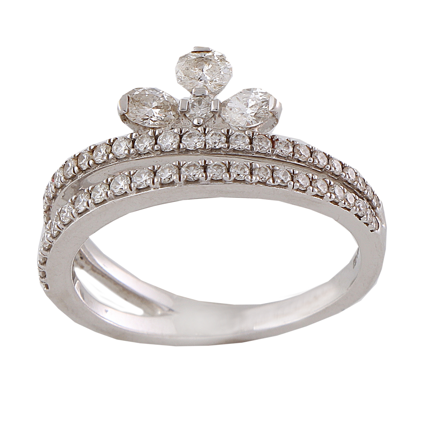 Blossom: Flower Round Cut Bypass Diamond Engagement Ring | Ken & Dana Design