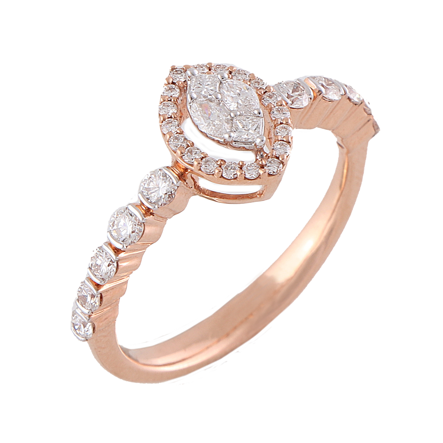 Round Diamond Engagement With Floral Halo and Milgrain Details S3311 - Fana