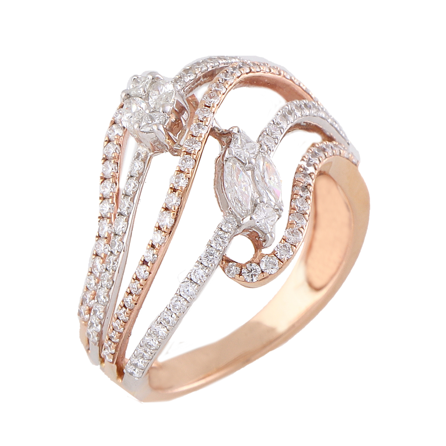 Buy quality 18kt / 750 rose gold cocktail party diamond ladies ring 9lr132  in Pune
