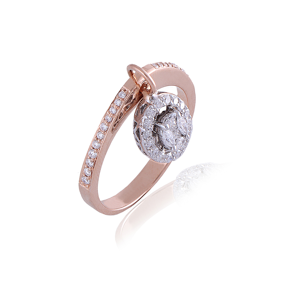 Salt and pepper diamond engagement ring, gold leaves engagement ring /  Freesia | Eden Garden Jewelry™
